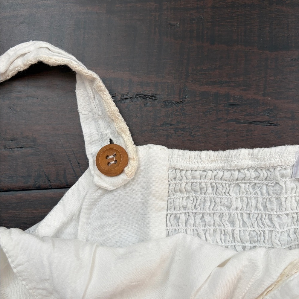White cotton midi dress with lace detail size M cottagecore whimsical farmhand - Picture 6 of 8
